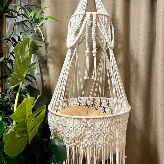 Boho Macrame Cat Hammock Wall Hanging Bed for Indoor Cats