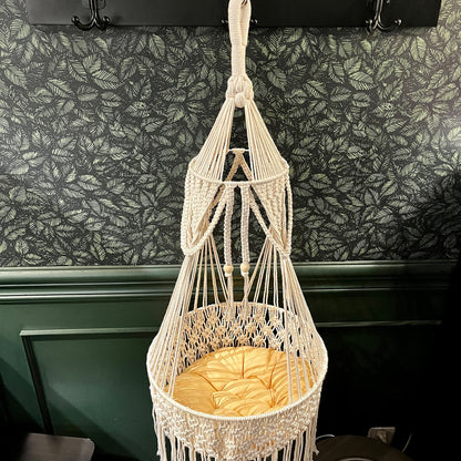 Boho Macrame Cat Hammock Wall Hanging Bed for Indoor Cats